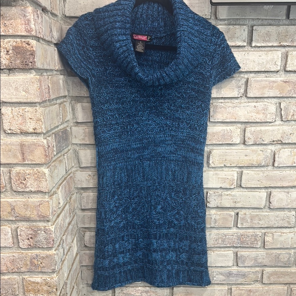 Women's Blue Cowl Neck Sweater